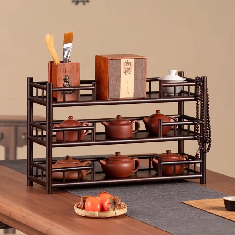 小博古架桌面茶杯架中式茶叶茶室茶桌沥水收纳架紫砂壶茶具置物架