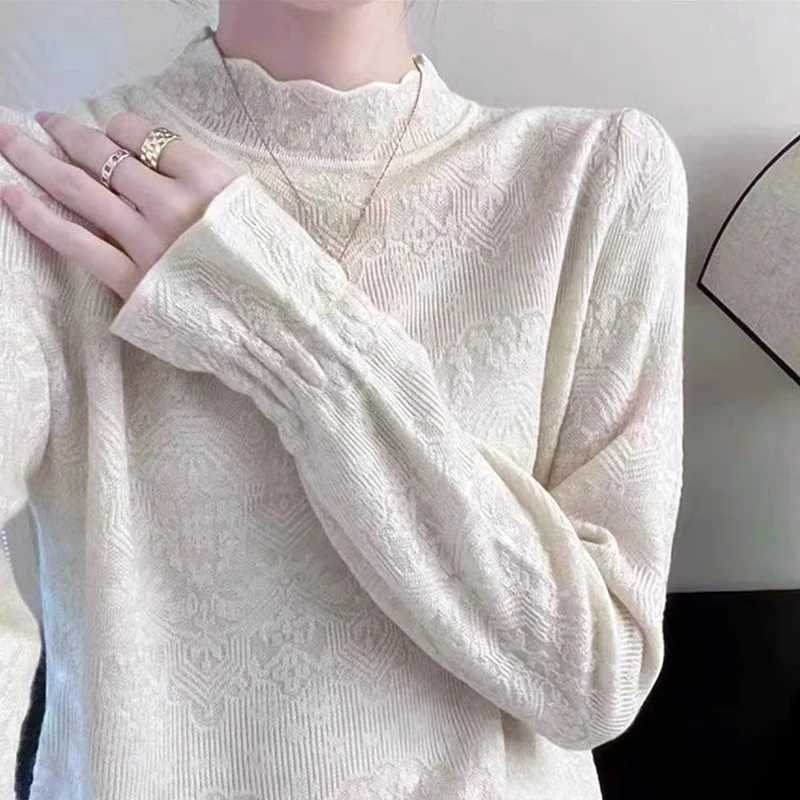 半高领打底衫女秋冬新款长袖针织衫毛衣宽松纯色上衣2025年爆款