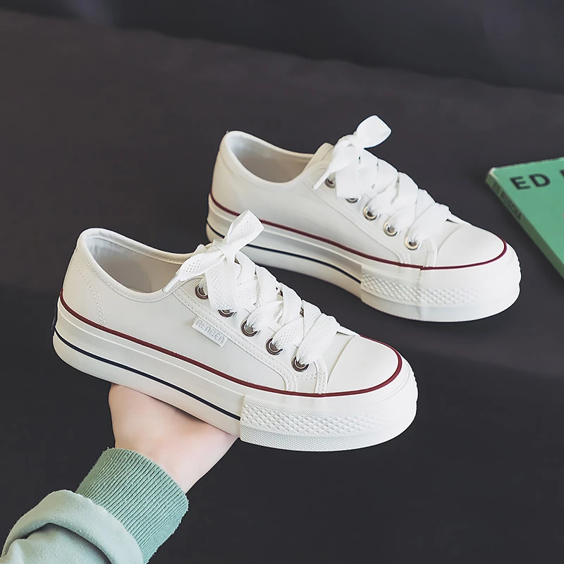 人本经典帆布鞋女2025秋季韩版潮百搭ins休闲板鞋透气小白布鞋女