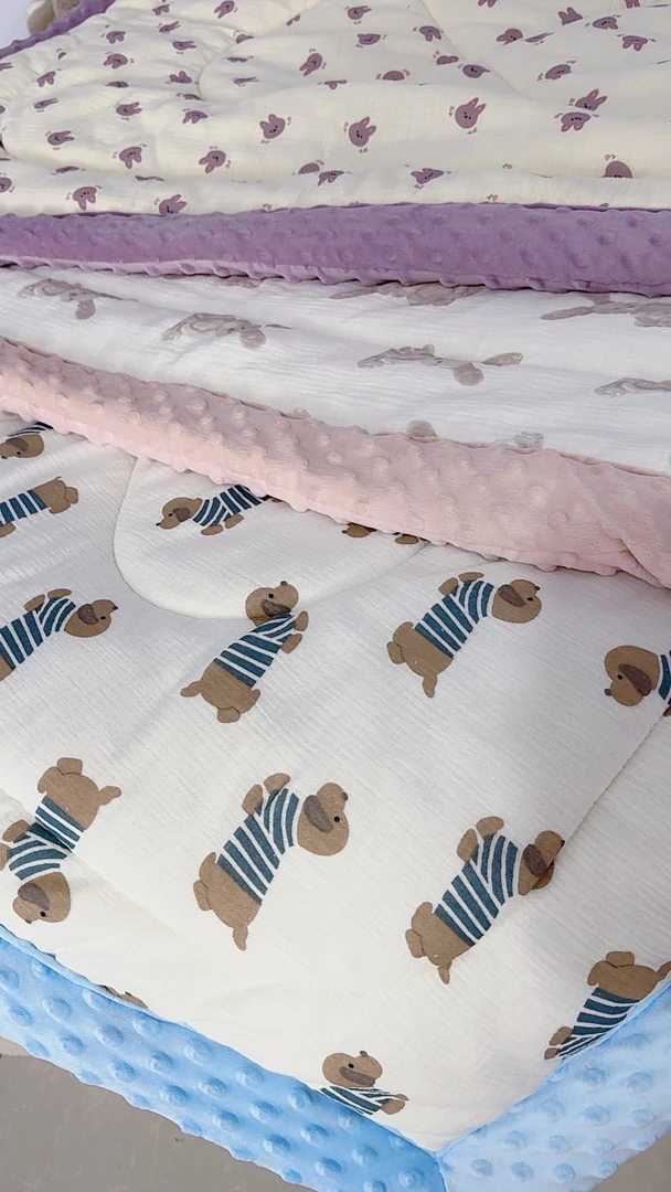 婴儿牛奶豆豆被ins小清新皱皱纱豆豆绒被加厚冬款1.2/1.5