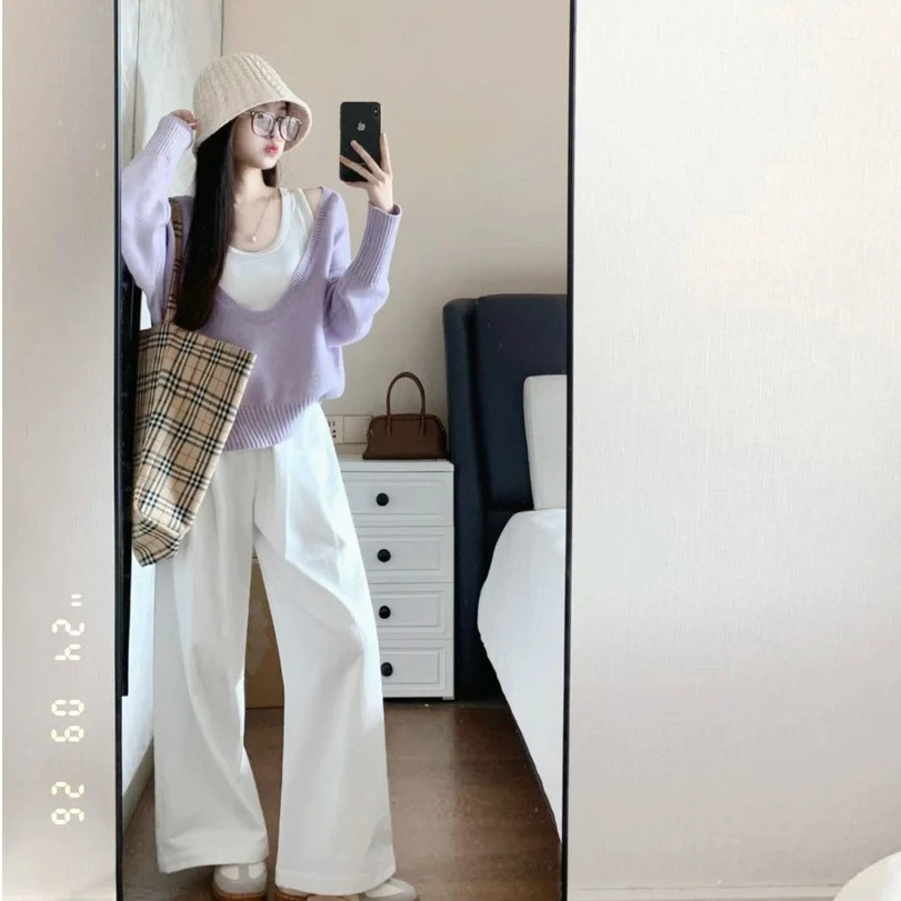 2025年新款早夏季慵懒一整套通勤风针织马甲内搭搭配阔腿裤三件套