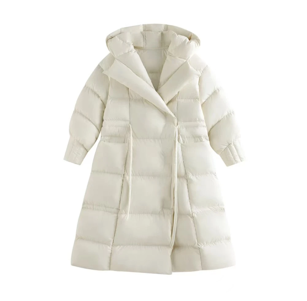 2024年新款抽绳收腰过膝保暖加厚羽绒服J24328