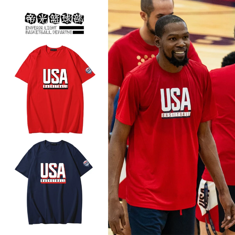 美国梦之队24男篮USA杜兰特同款纯棉训练投篮服男 詹姆斯运动T恤