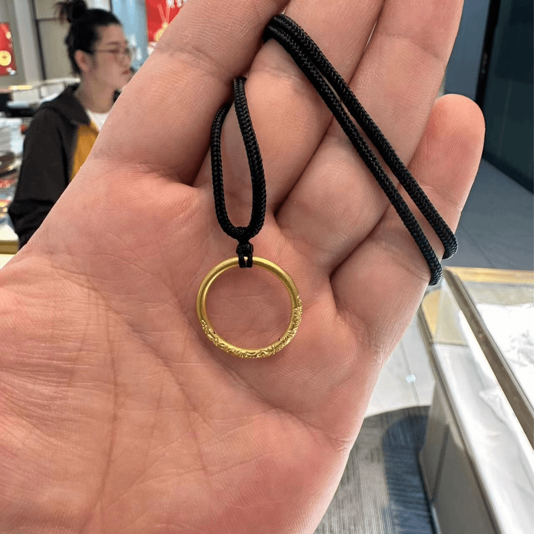 【巧玲专享】 HC 足金 樱花錾刻吊坠两用戒指（含编绳）