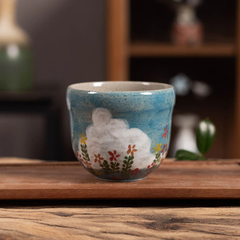 景德镇陶瓷釉下彩手绘喝水杯子复古怀旧马克杯创意早餐杯家用