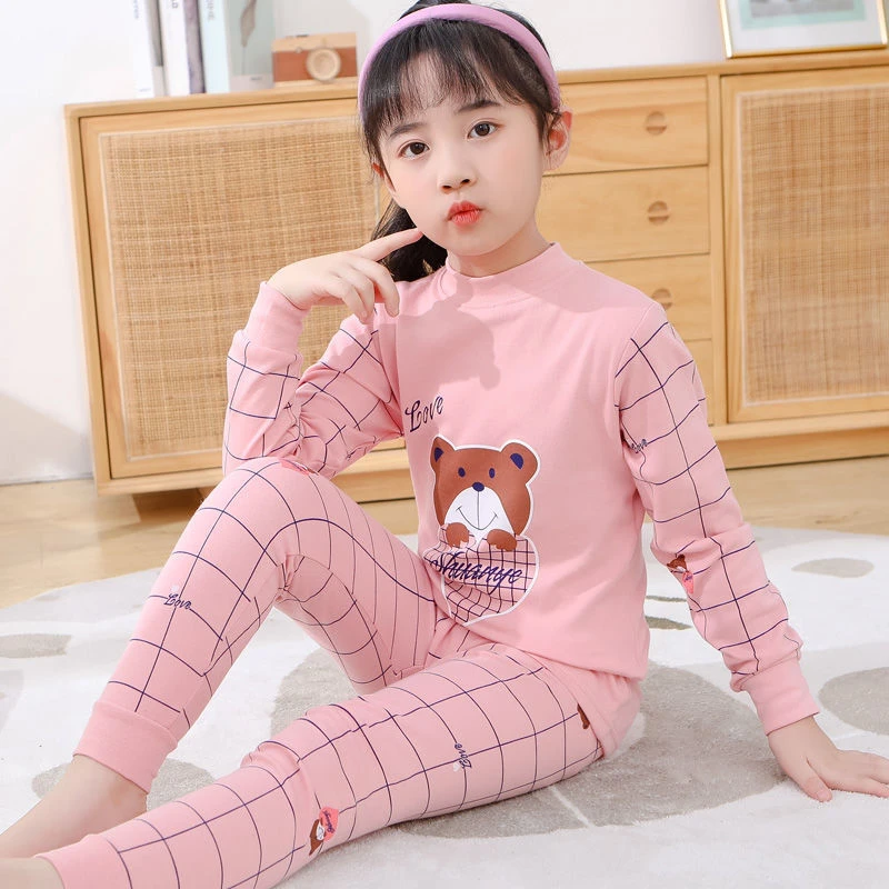 儿童纯棉内衣套装中大童秋冬棉毛衫男童女童薄款长袖宝宝秋衣秋裤