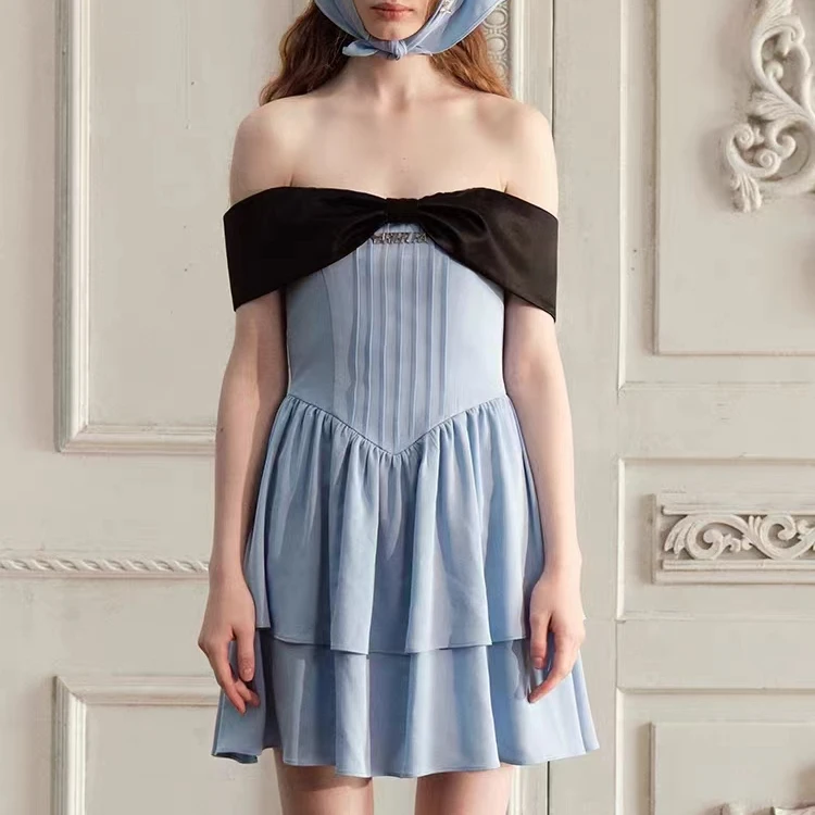 法式辣妹连衣裙辣妹连衣裙一字肩裙子