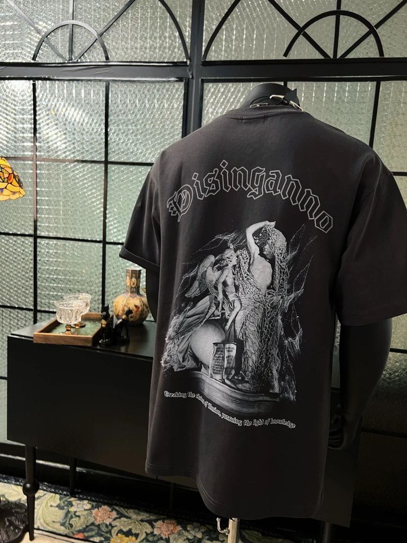 特耐司倍TNB《幻灭》新款欧式风凉感锦纶质感新疆棉复古高档短袖T恤