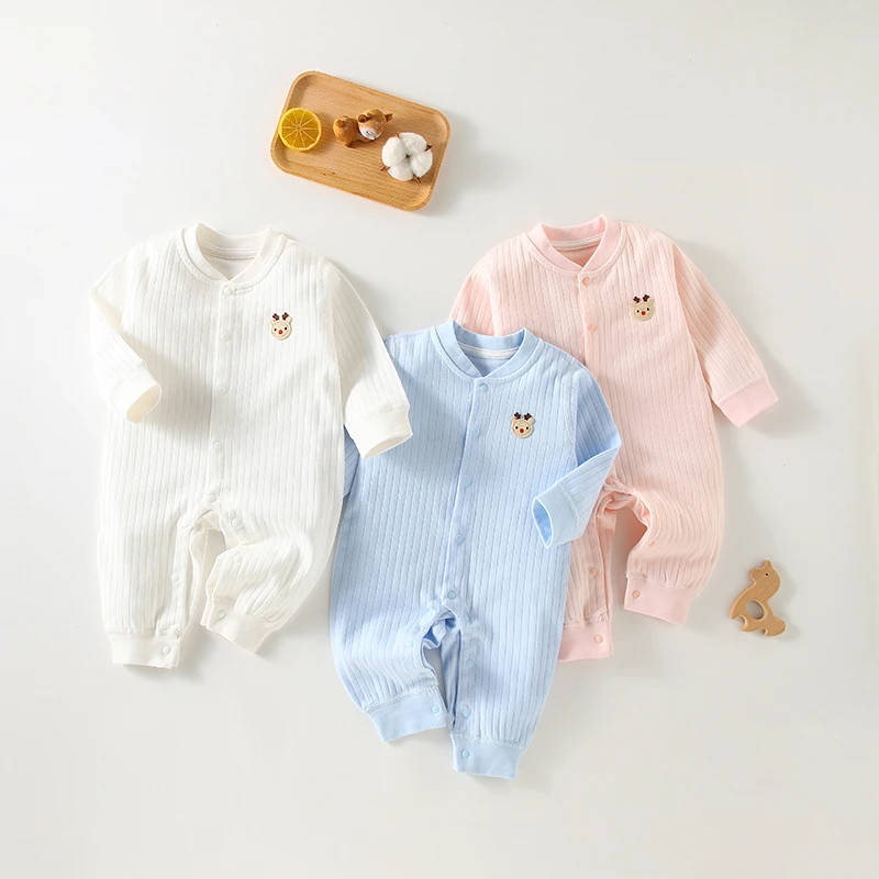 婴幼儿保暖打底家居服无骨连体衣男女宝宝春秋哈衣新儿童长袖婴儿