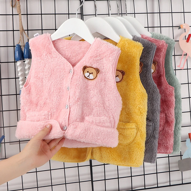 儿童马甲春秋双面珊瑚绒男女宝宝加绒背心韩版坎肩法兰绒幼儿外穿
