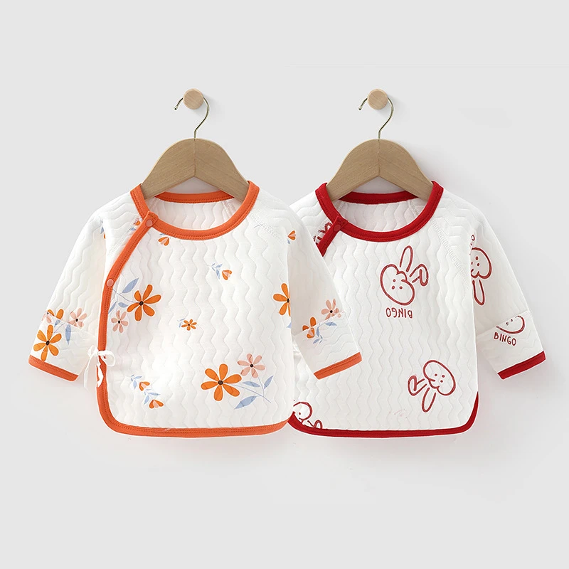 新生婴儿半背衣保暖夹棉加厚和尚衣初生儿上衣新生儿上衣春秋长袖