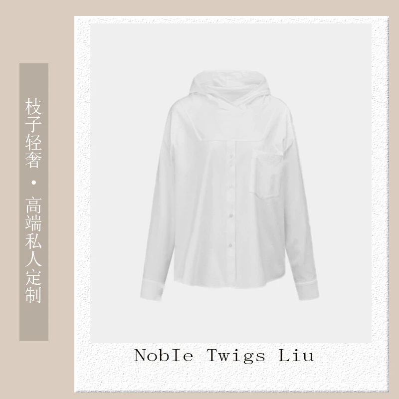 【N T Liu定制款】骑车白色上衣.长袖休闲女士女款海鸥领秋冬 T1933