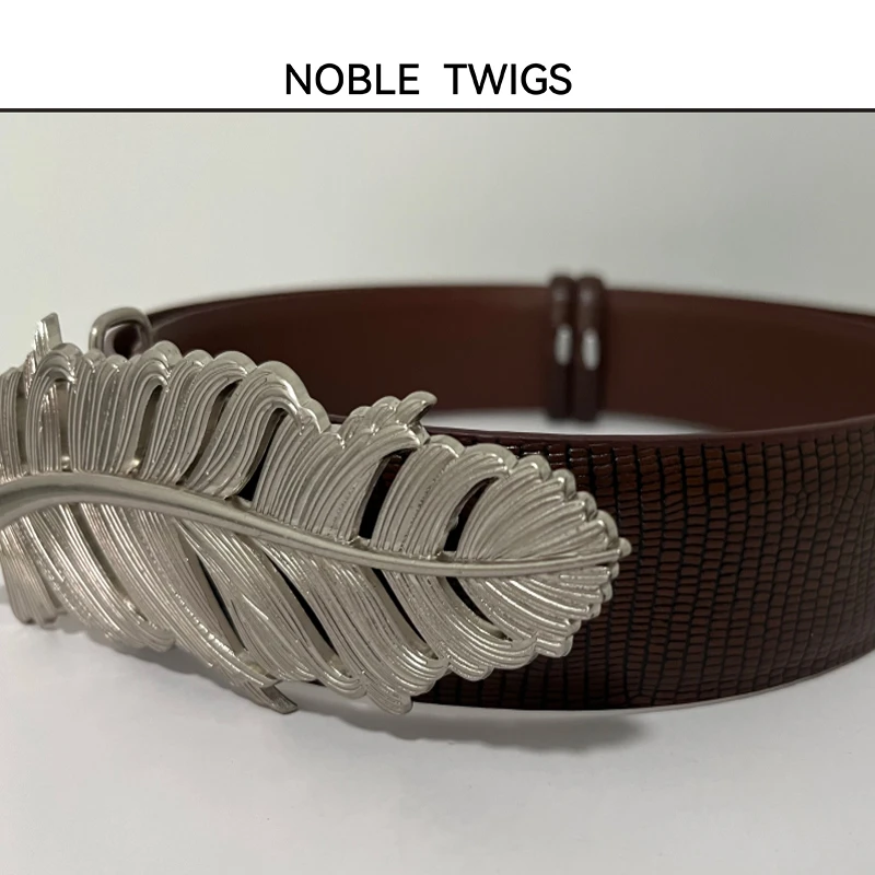 【N T Liu定制款】羽毛腰带 复古百搭女士真牛皮 皮带Y40014