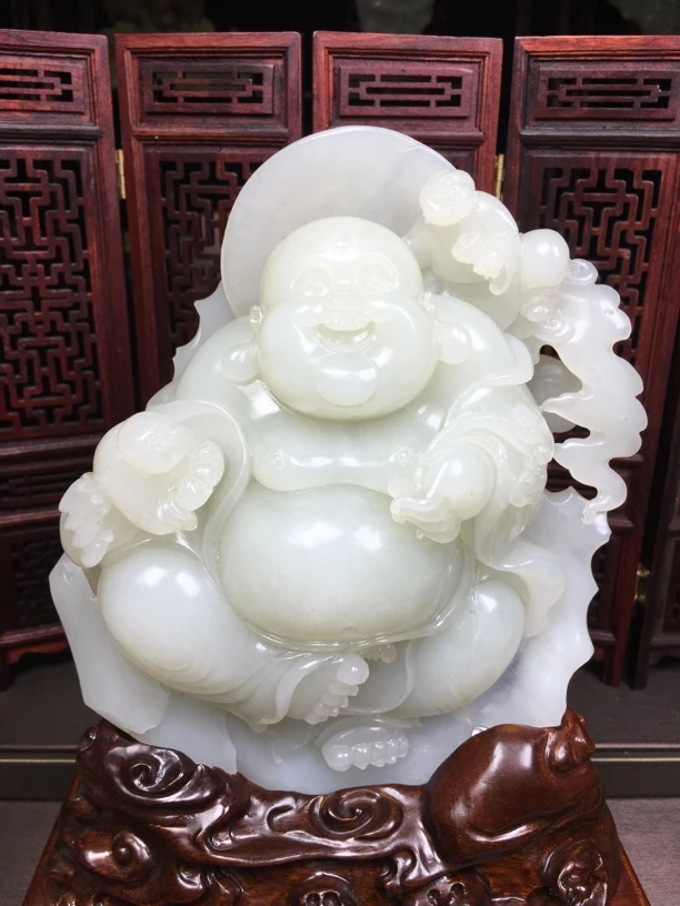 【苏工精品】和田玉精品佛公摆件