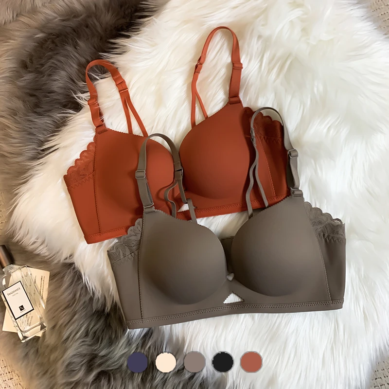 文胸日本轻木棉无痕舒适聚拢调整型光面薄款不空杯文胸女