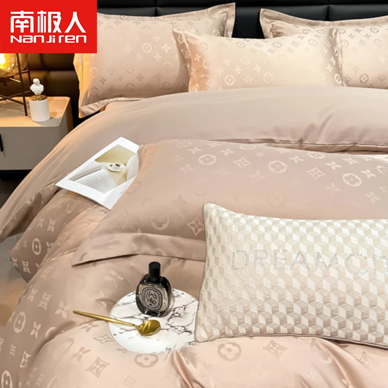 欧式床上四件套磨毛被罩水洗贡缎冰丝被套床单三件套床品春夏季