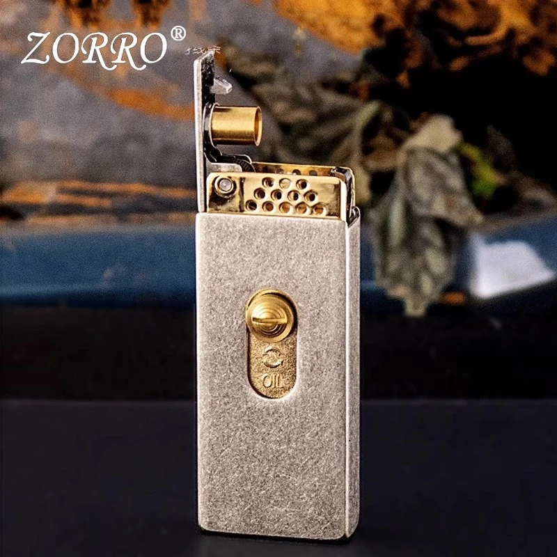 网红佐罗升降煤油打火机一键自动弹射复古创意火柴盒高档纯铜男士