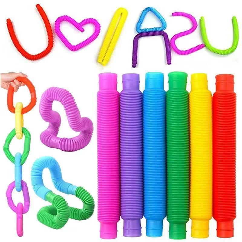 网红小玩具Poptube彩色伸缩管感官玩具DIY神器波纹管解压