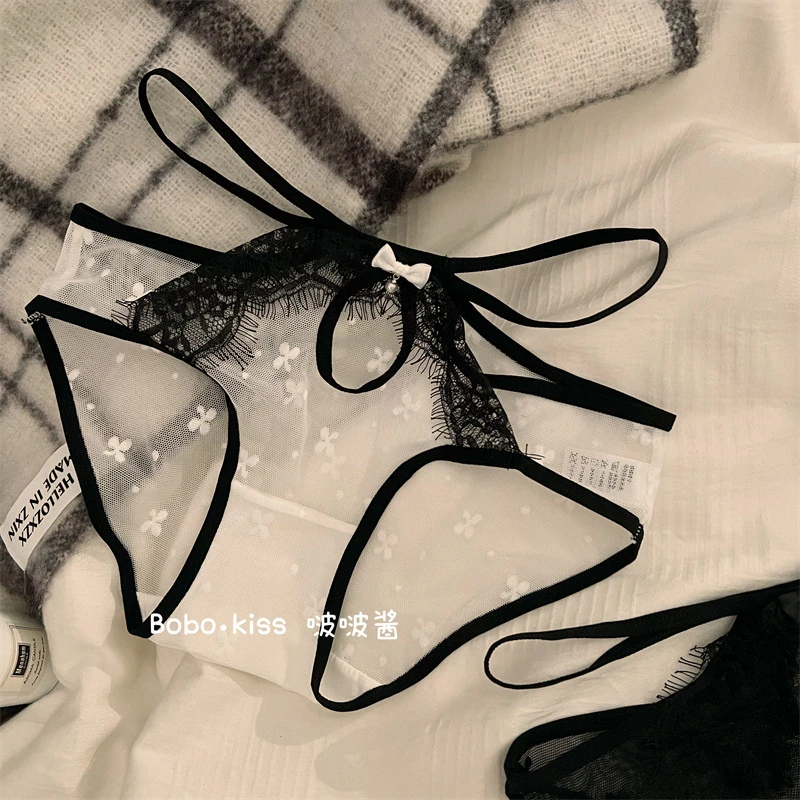 法式复古宫廷风蕾丝内裤女士纯欲低腰性感透气镂空细带三角裤女
