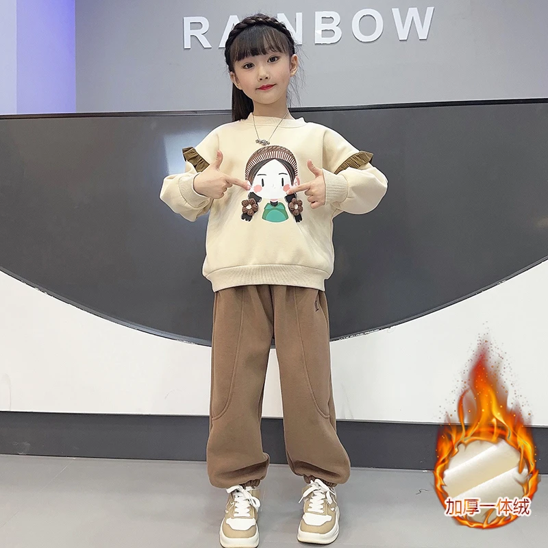 女童套装洋气休闲中大童2024新款秋冬运动时尚长袖卫衣两件套韩版