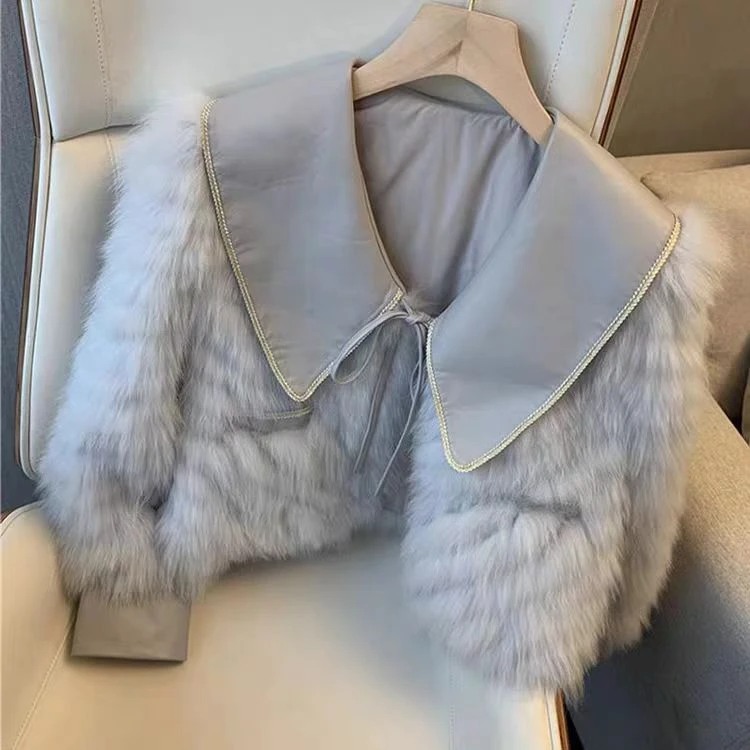 秋冬2024新款年轻皮毛一体上衣名媛小香风外套