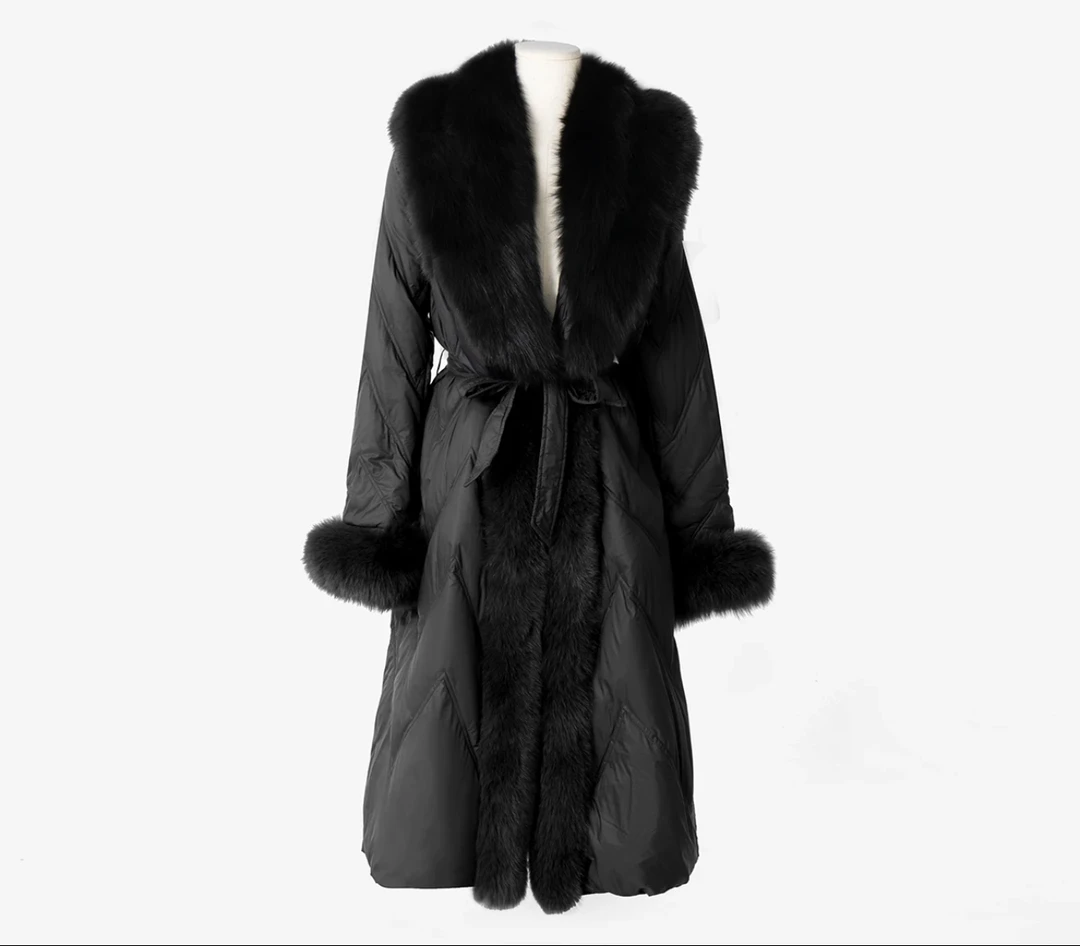 90白鹅绒羽绒服女新款狐狸毛领外套