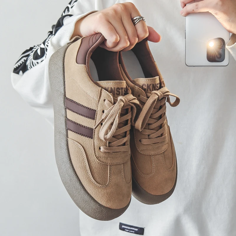 2025夏季新款男鞋小众厚底潮流复古德训鞋高颜值百搭运动休闲板鞋