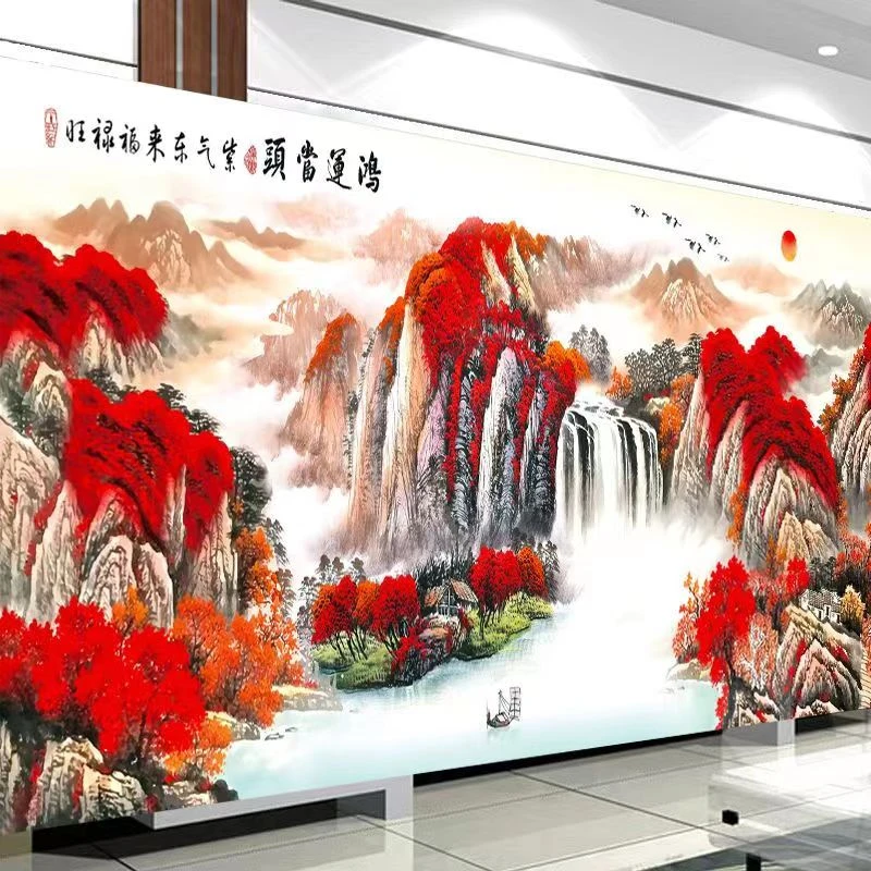 【美娜丽莎】风景画客厅鸿运当头福禄旺十字绣53色满绣无勾边