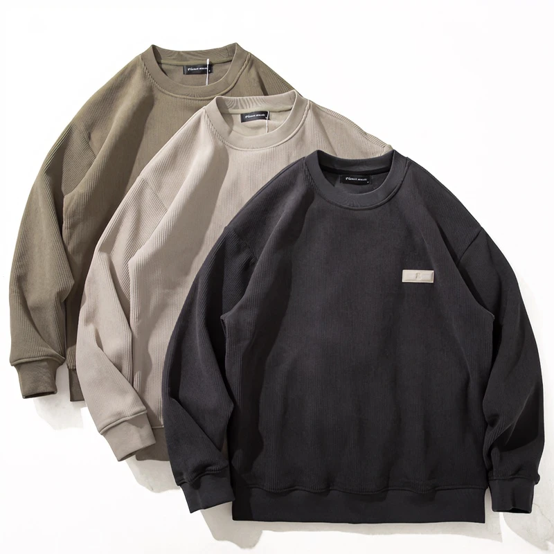 男士韩版秋冬加绒保暖基础百搭打底上衣潮流宽松休闲圆领套头外套