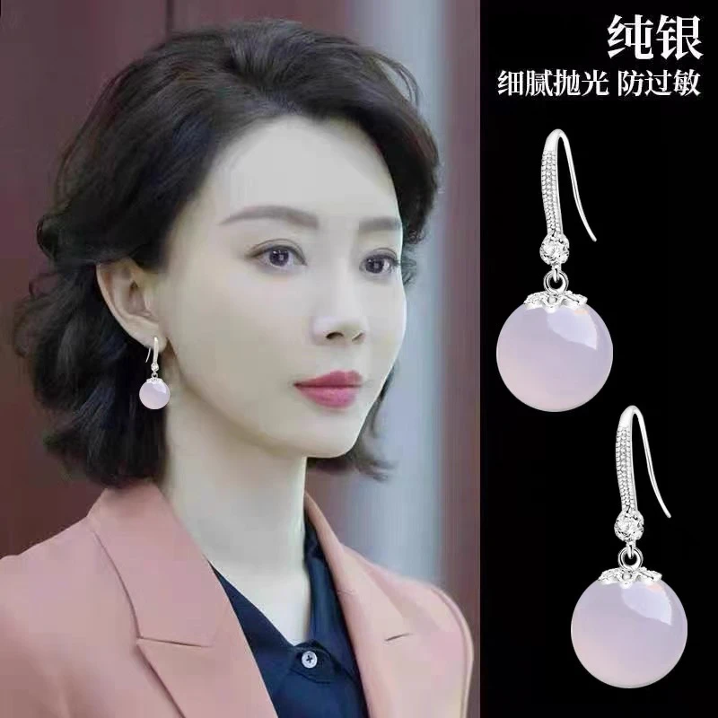 轻奢网红天然玛瑙耳环925纯银耳环女新款爆款气质高级感大气耳坠