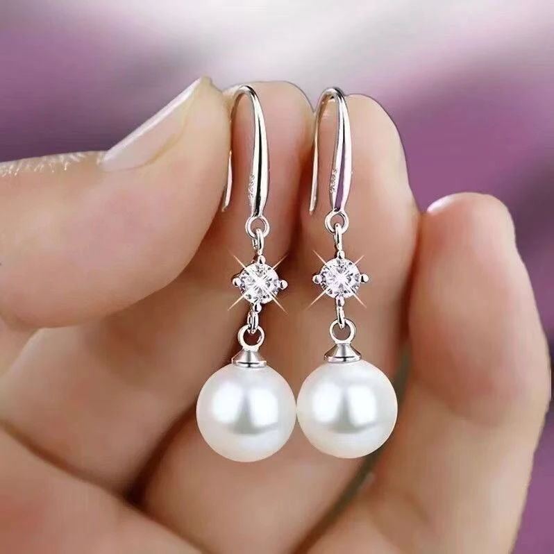 正品925纯银贝珠玛瑙耳坠女网红长款耳饰个性气质简约耳环送妈妈