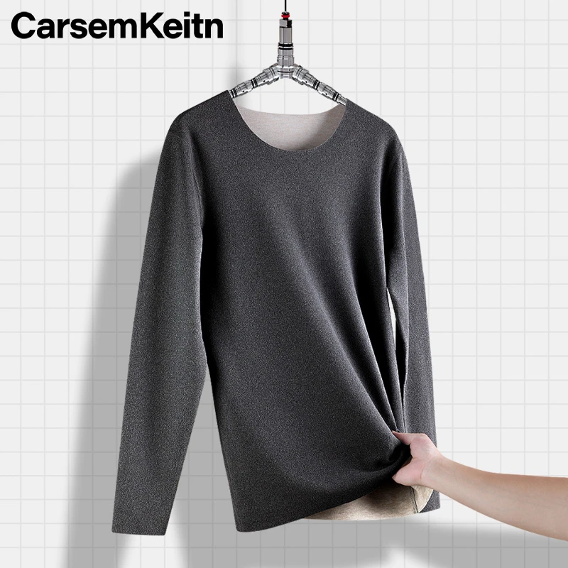 CarsenmKeitn男士保暖内衣秋冬季加绒加厚打底德绒保暖上衣长袖