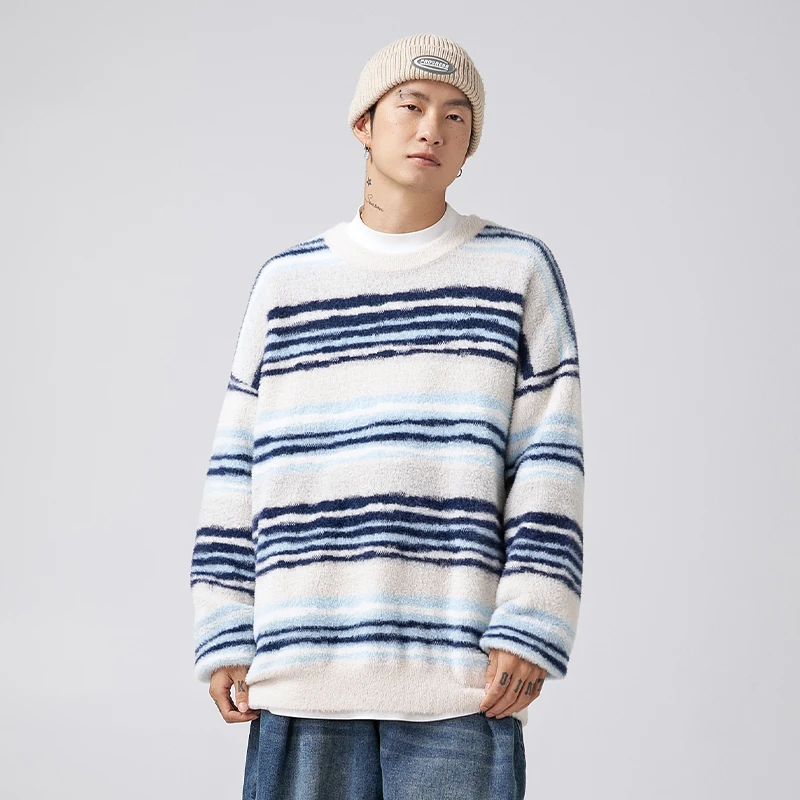 迈特优毛衣男士日系复古宽松潮流百搭保暖毛衣4103