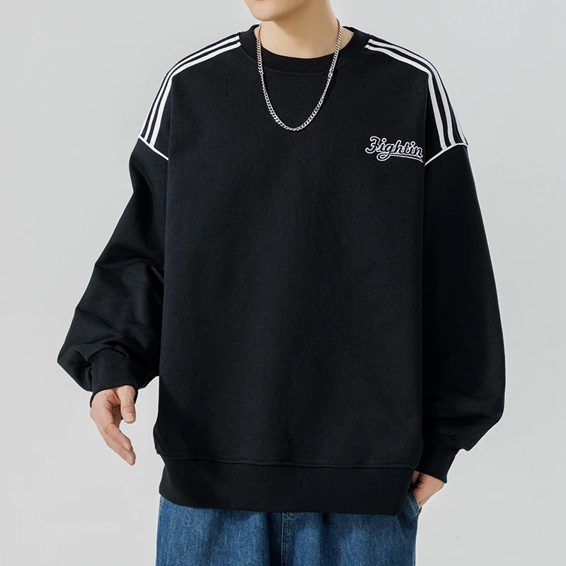 迈特优圆领卫衣男春秋季新款潮牌美式宽松休闲外套008