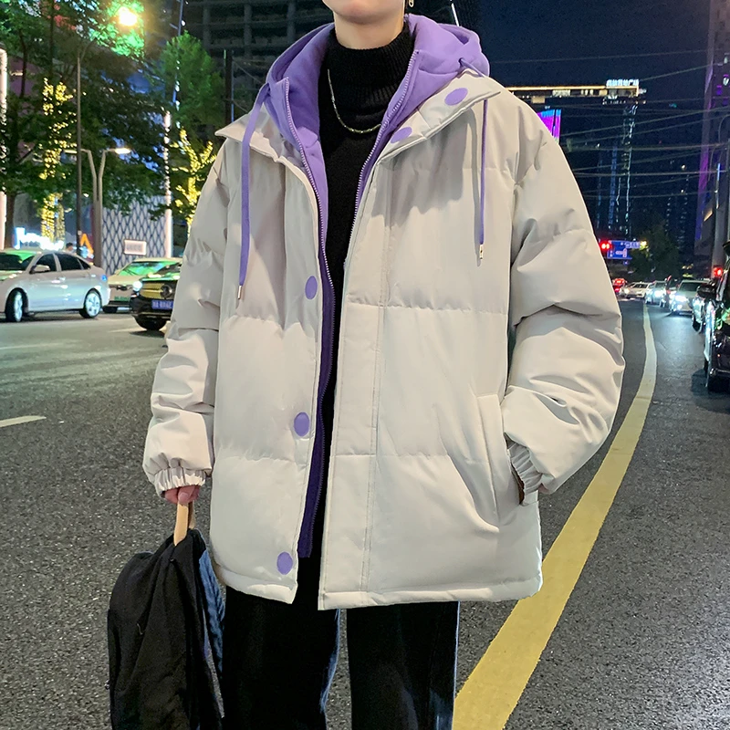 迈特优连帽棉衣外套男秋冬季新款格宽松百搭棉服棉袄5303