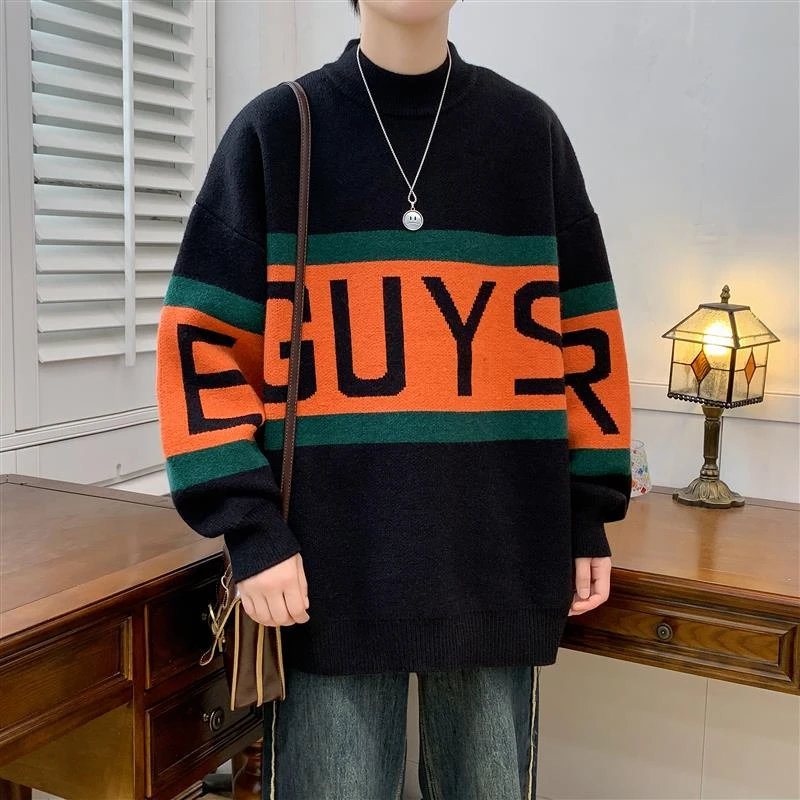 男士打底情侣学生圆领毛衣男秋冬新款宽松潮流风百搭保暖毛衣6608