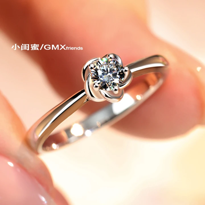 925银莫桑石戒指 [周家小玫瑰]经典简约气质新款女款婚戒求婚结婚