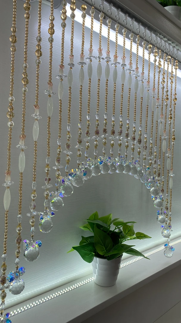 七彩琉璃金色水晶帘