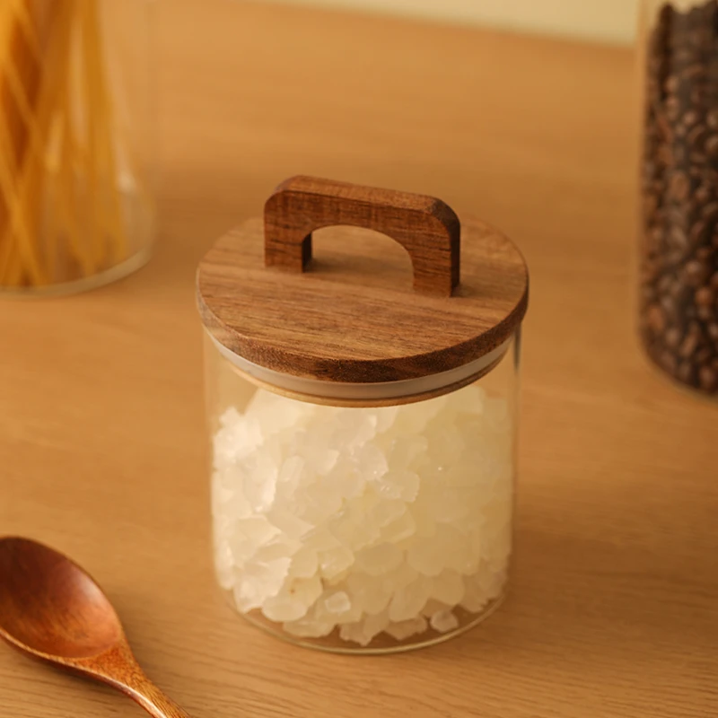 厨房食品密封罐高硼硅圆形咖啡豆展示美式把手大容量储物罐复古