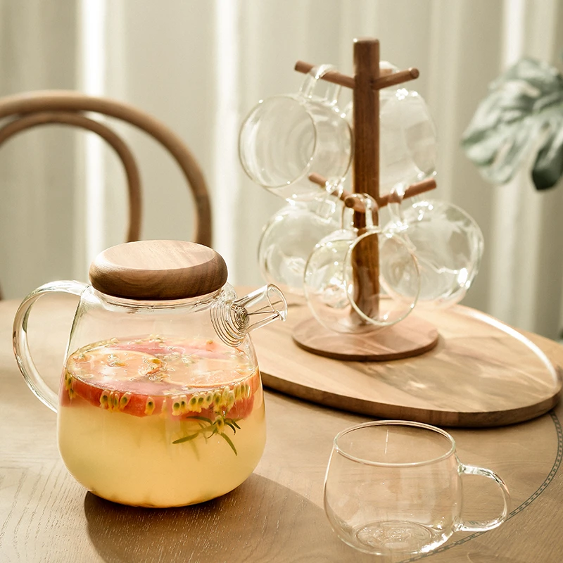 围炉煮茶壶日式凉水壶玻璃耐高温家用冷水壶大容量果茶壶杯子套装
