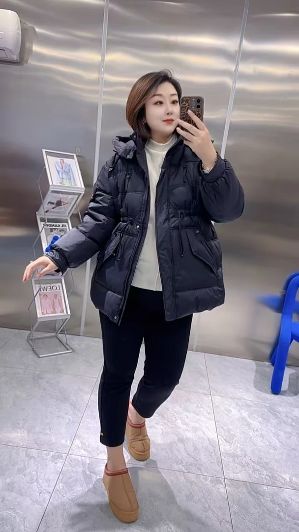 【聪姐推荐】5059高端洋气连帽设计感棉服（衣长76，胸围130）