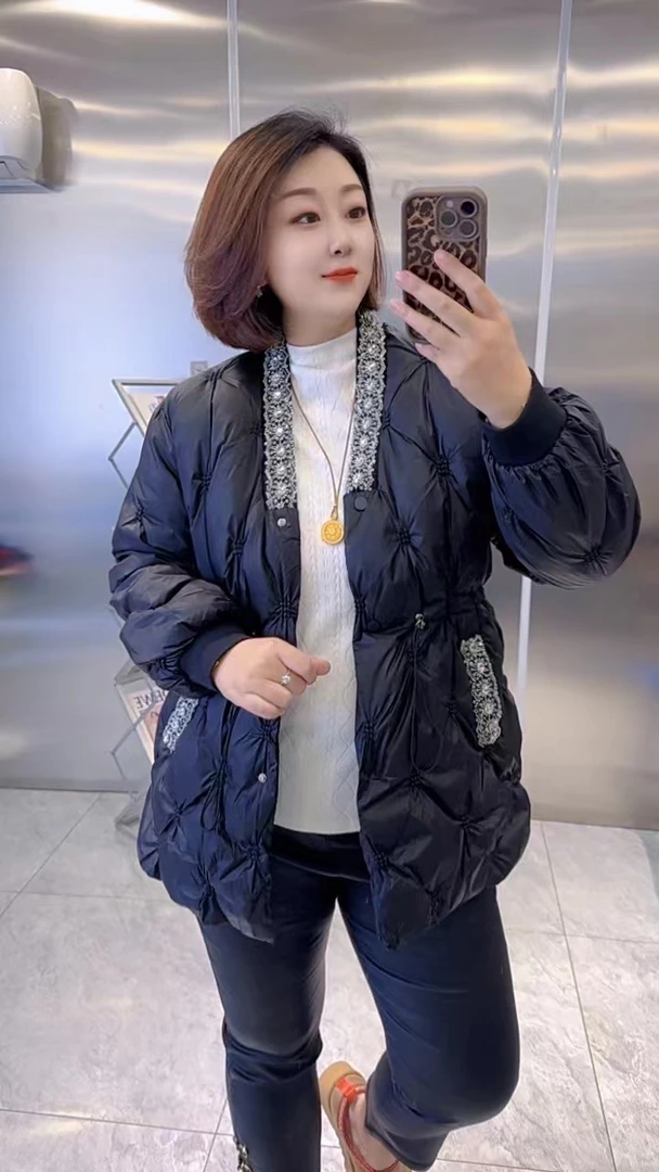 【聪姐推荐】5046欧货潮品重工亮钻抽腰棉服（衣长，胸围）