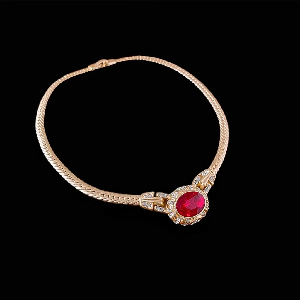 合金耳饰 高级感气质端庄大气红色套装146，651时尚复古潮流饰品