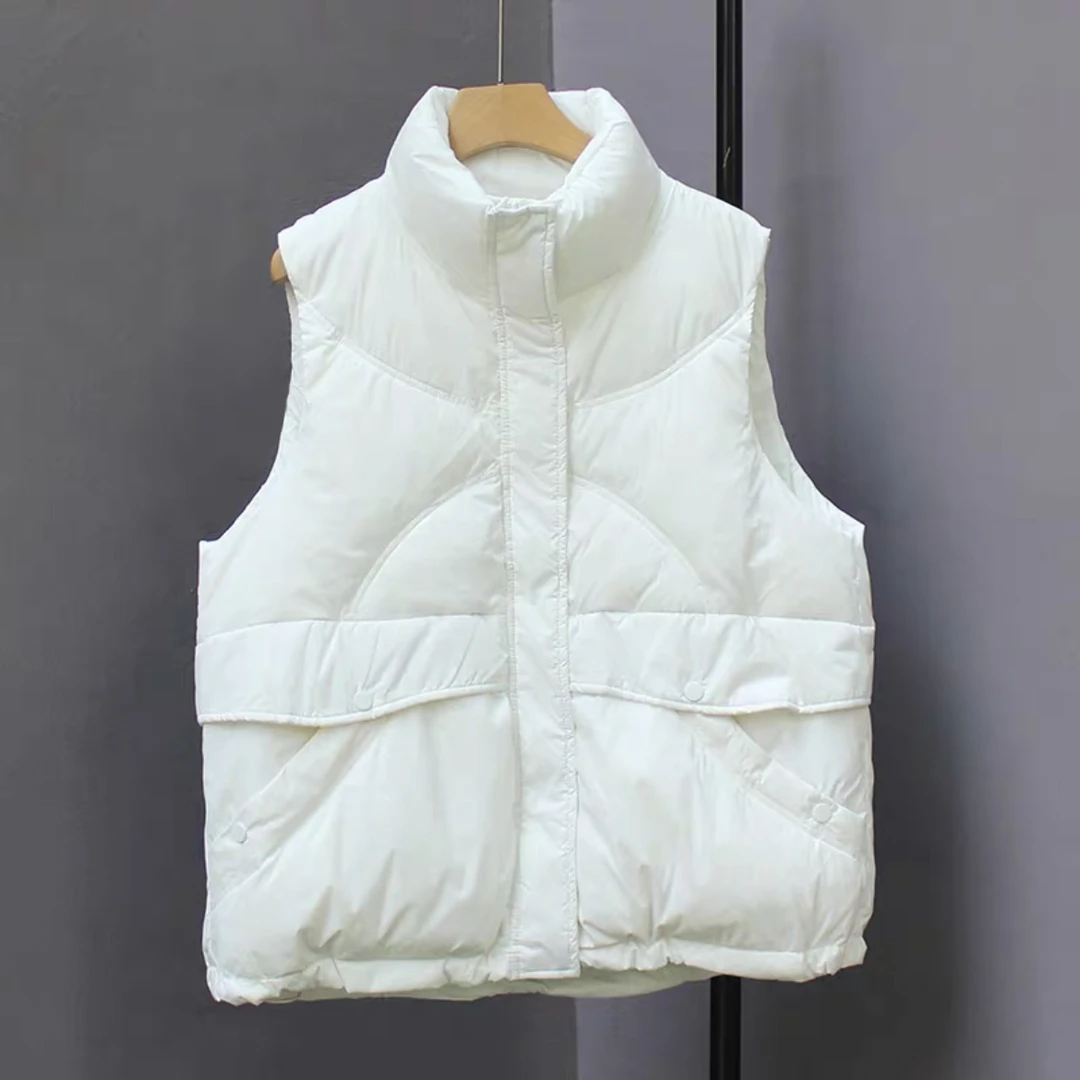 9042《百搭》2024秋款韩版宽松面包服坎肩马甲无袖外套自留款立领