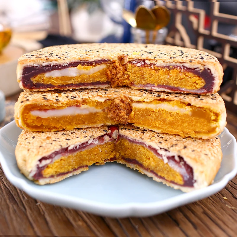 郑永丰旗舰店中秋网红老式酥皮蛋黄板栗紫薯温州桥墩大月饼礼盒装