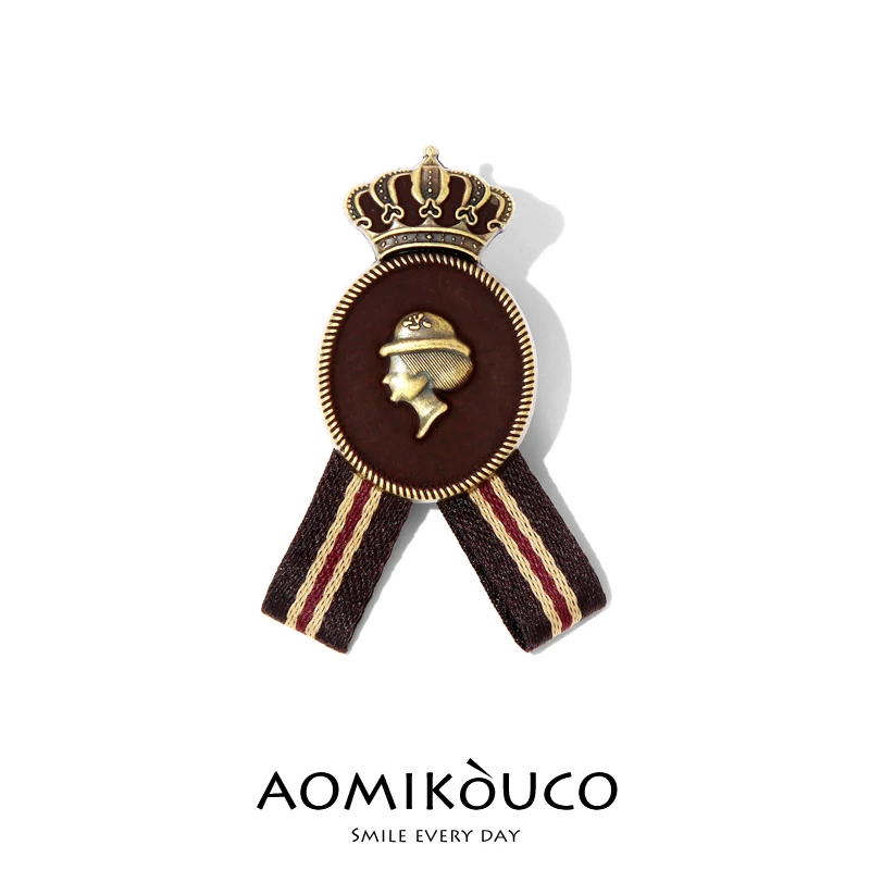 锌合金胸针 复古王冠美人头胸针徽章气质女皇胸花别针配饰品1156