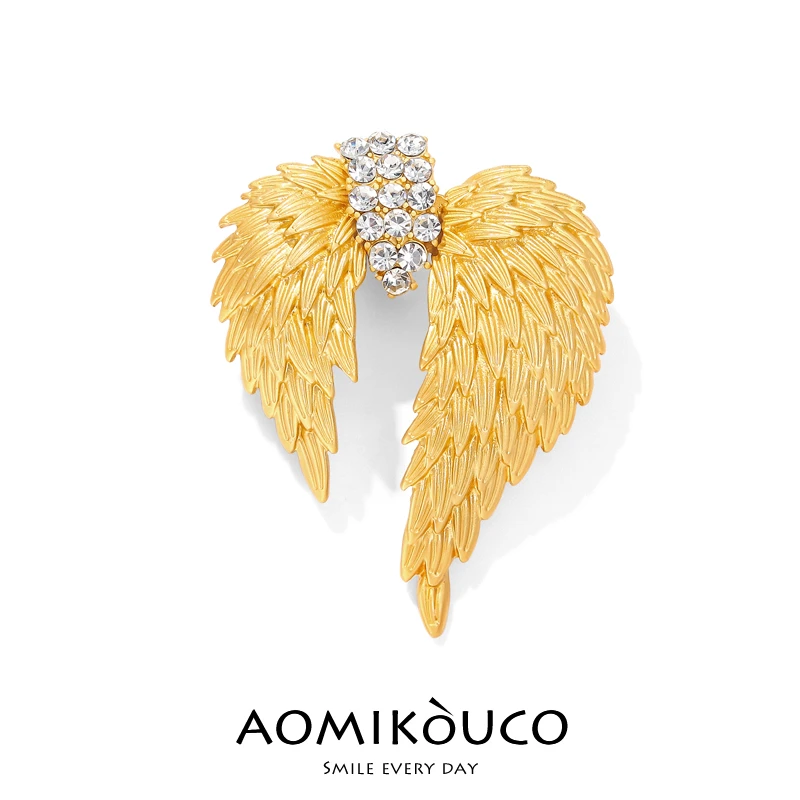 锌合金胸针 中古Vintage高档羽翼胸针奢华镶钻别针配饰品627