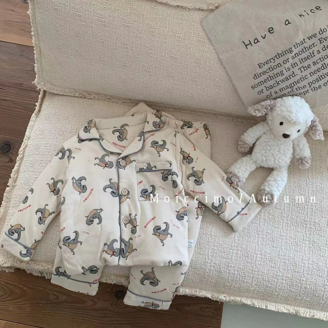 B74儿童冬款字母恐龙家居套装