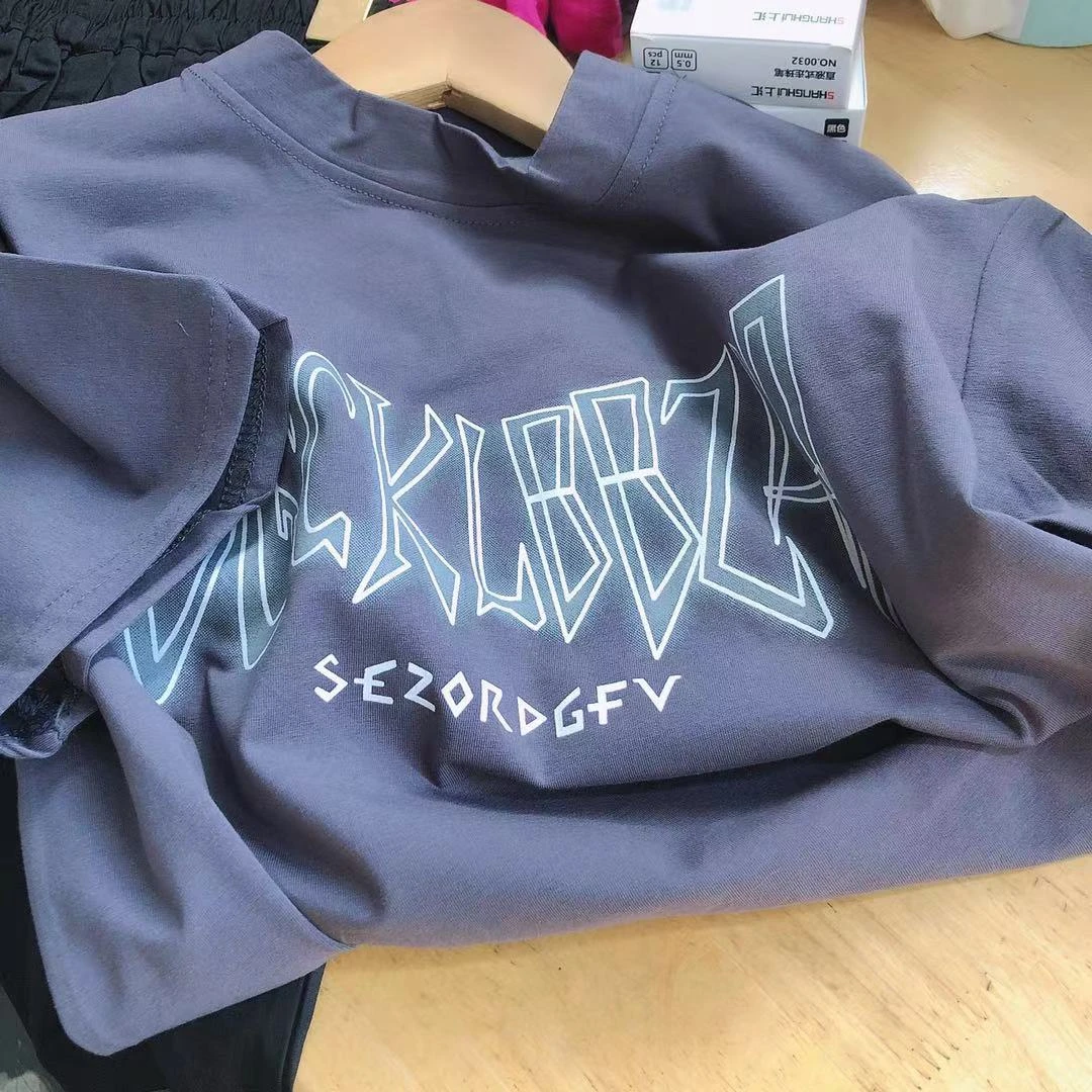 A077夏季儿童新款短袖D字母