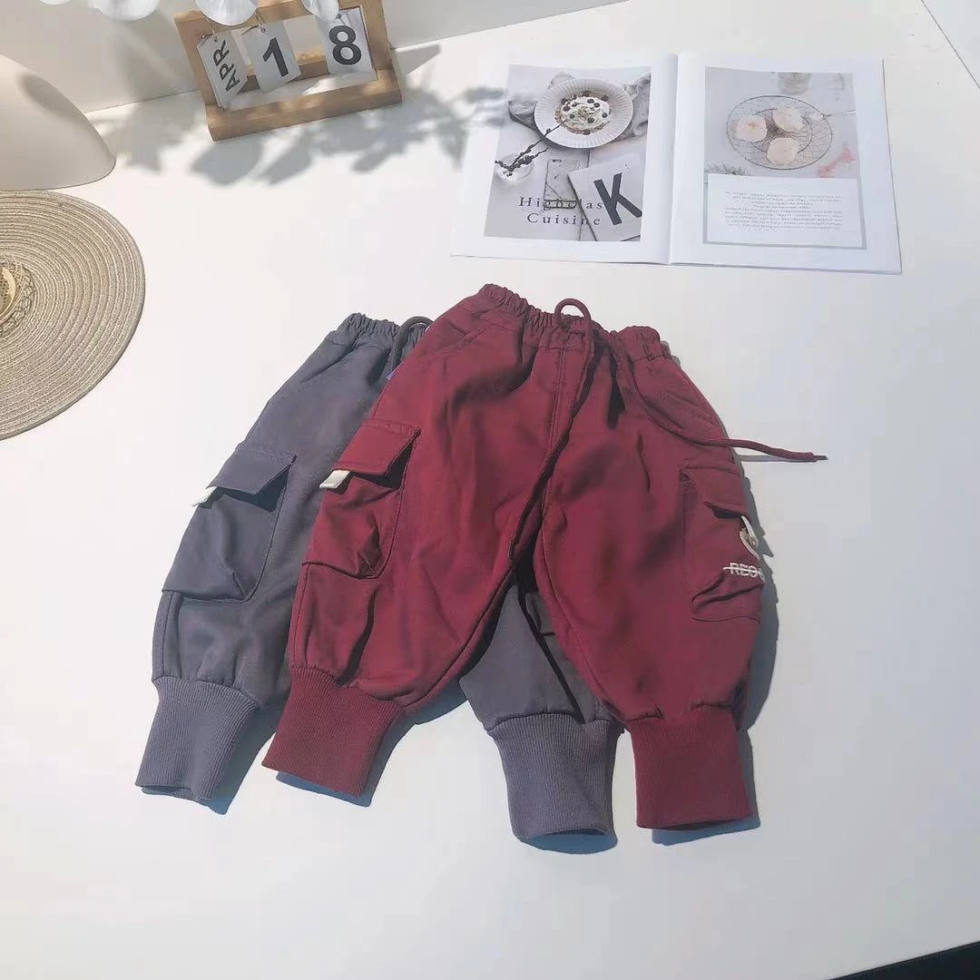 K120小童加绒工装休闲裤笑脸款6615